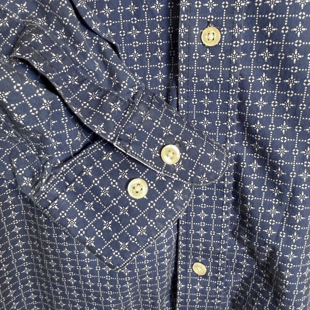 Rough Stock Panhandle Slim Mens XL Blue Geometric Cotton Button Up Shirt Western - Picture 9 of 11